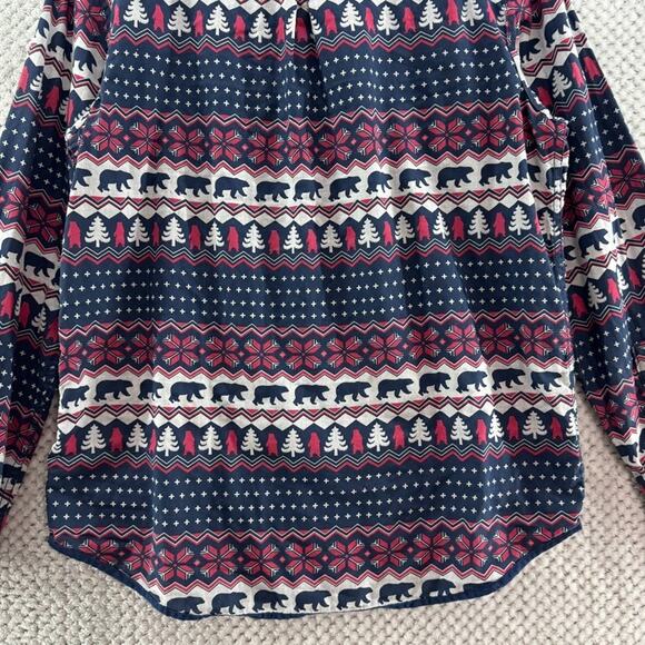 Chubbies Shirt Men L Blue Flip It Reverse It Christmas Bear Pearl Snap Button - Picture 8 of 16